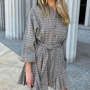 Gianni Bini Checkered Long Sleeve Dress